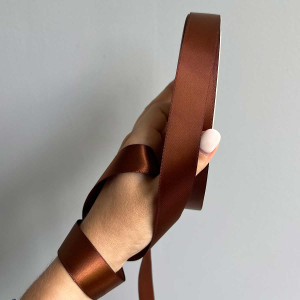 Лента атлас Ding Xin 2.5 см * 90 м - #1028 Шоколадный. Photo 2